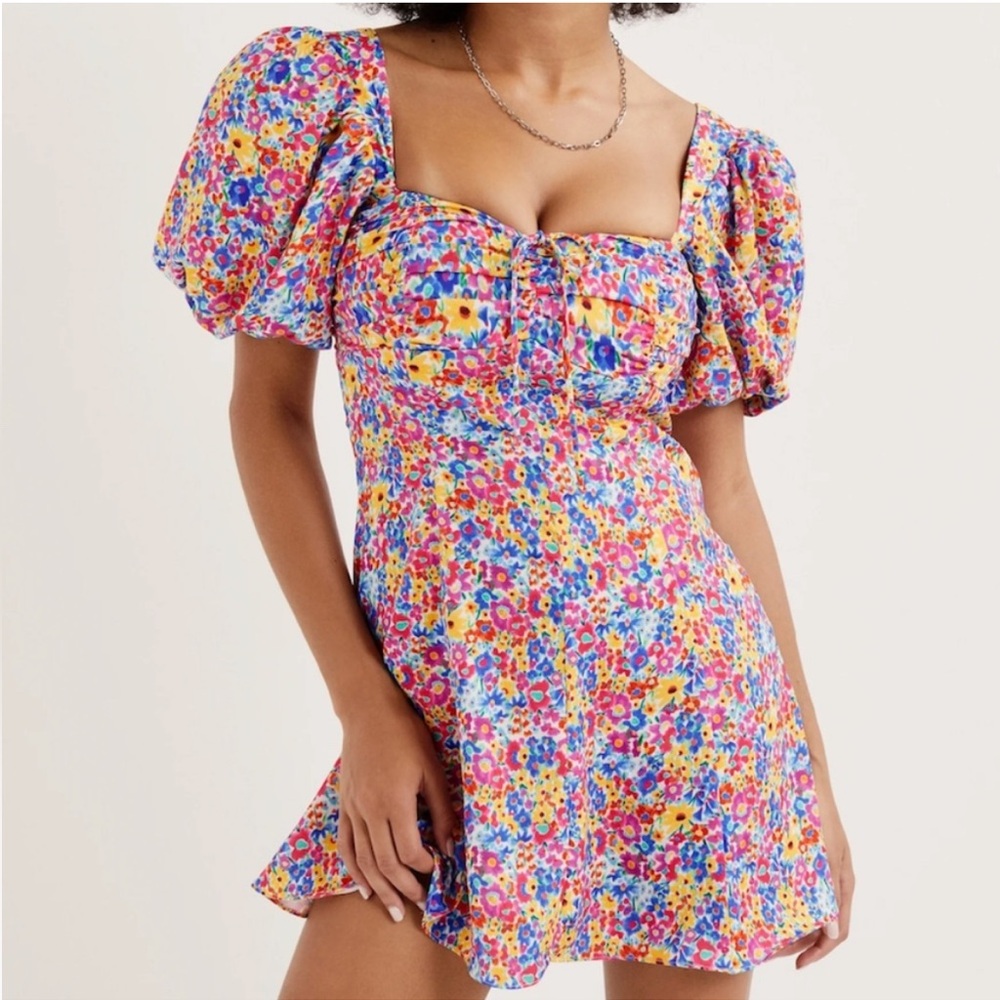 FOR LOVE AND LEMONS Sasha Mini Dress in Blue Dizzy Floral
